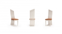 Designová židle,  opěra střední odskákaná výška 118cm, masiv, barva bílá, sedák látka teflon , rozměr 43x37cm, výška sedáku 46cm 