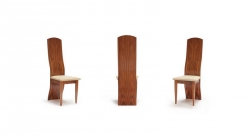 Designová židle, opěra vysoká plná výška 118cm, masiv, dýha palisandr, sedák látka teflon, rozměr 43x37cm, výška sedáku 46cm 