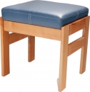 Taburetka, masiv třešeň, čalounění sedák kůže modrá, rozměr 44x39x46cm 