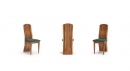 Designová židle,  opěra střední plná výška 98cm, masiv, dýha americký ořech satinato , sedák látka zelená, rozměr 43x37cm, výška sedáku 46cm 