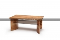 Konferenční stolek, masiv borovice, dýha oliva, ohýbaná noha, skleněná police kouřová, rozměr 120x65x48cm 